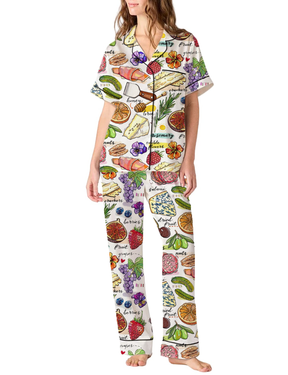Cheeseboard Silky Satin Pajama Pants Set For Women