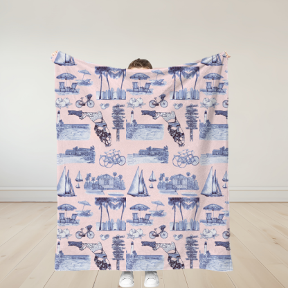 Personalized Florida Toile Traditional Soft Throw Blanket Birthday Gift