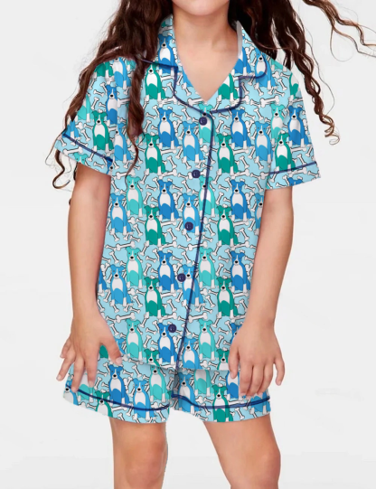 Pit Bull Kid's Short Sleeve  Silky Satin Pajama Set 