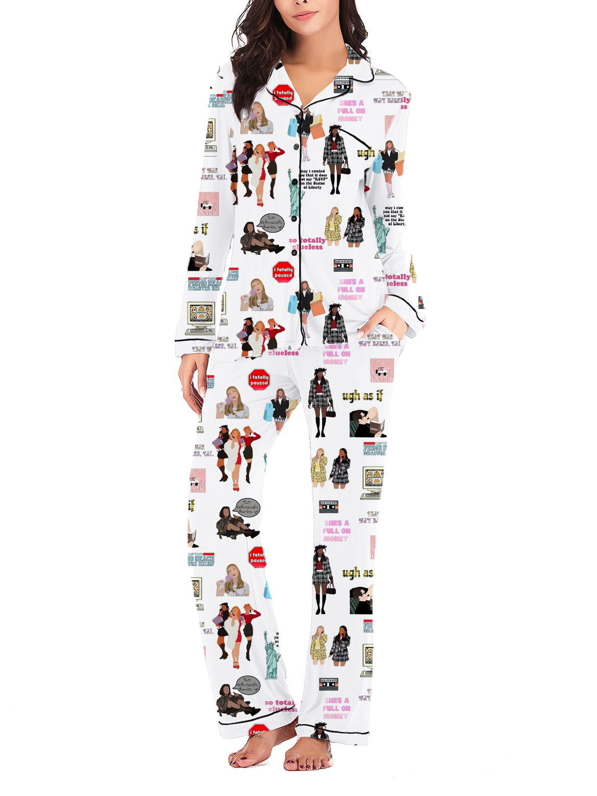 Clueless Silky Satin Long Pajama Set For Women