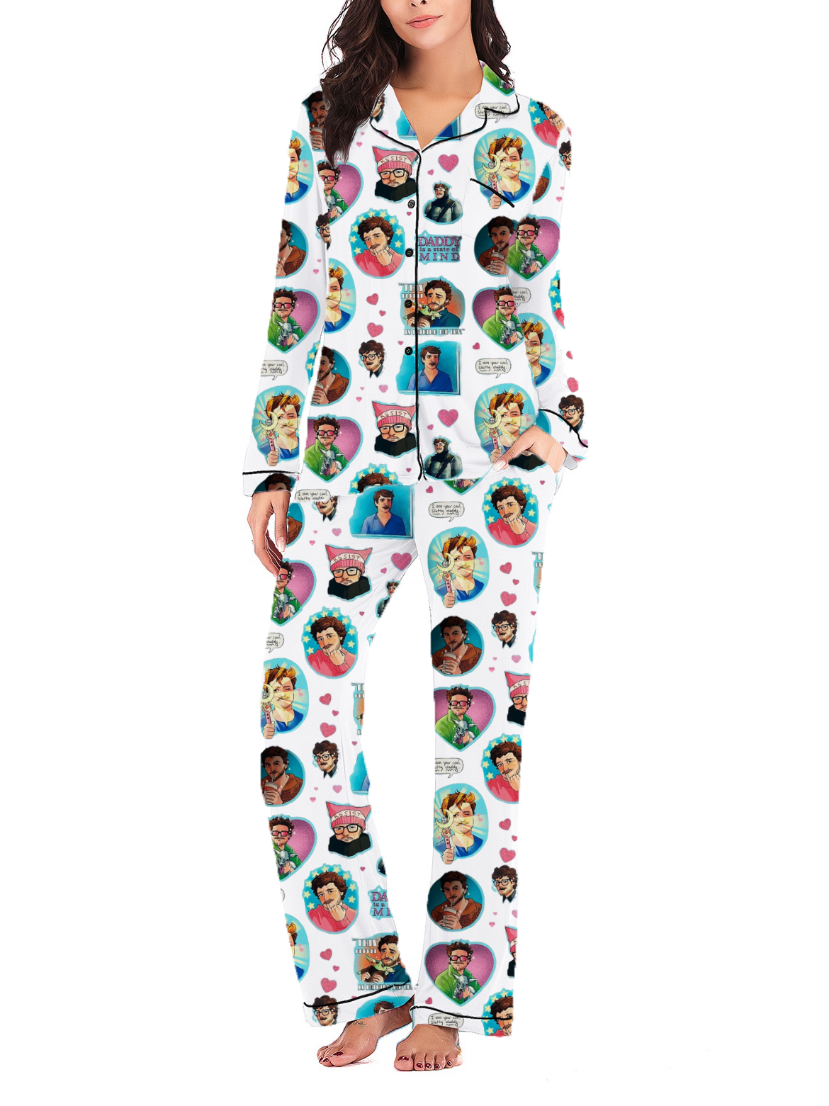 Daddy is a State of Mind Silky Satin Long Pajama Set For Women