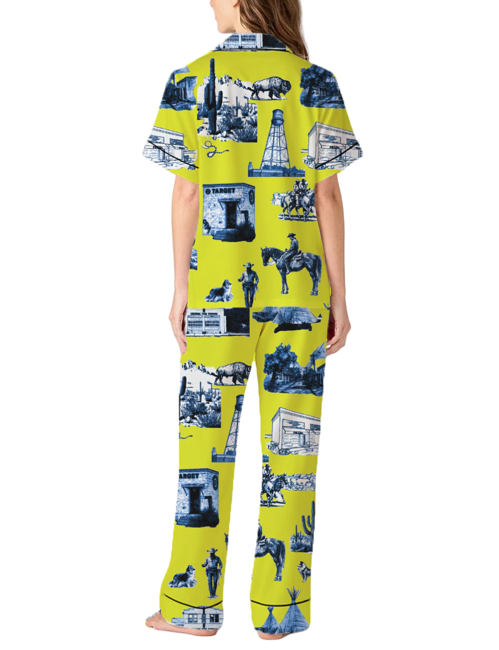 Marfa Toile Silky Satin Pajama Pants Set For Women
