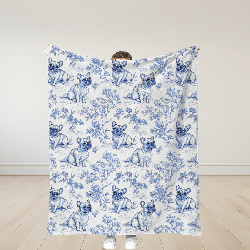 Personalized French Bulldogs Soft Throw Blanket Birthday Gift