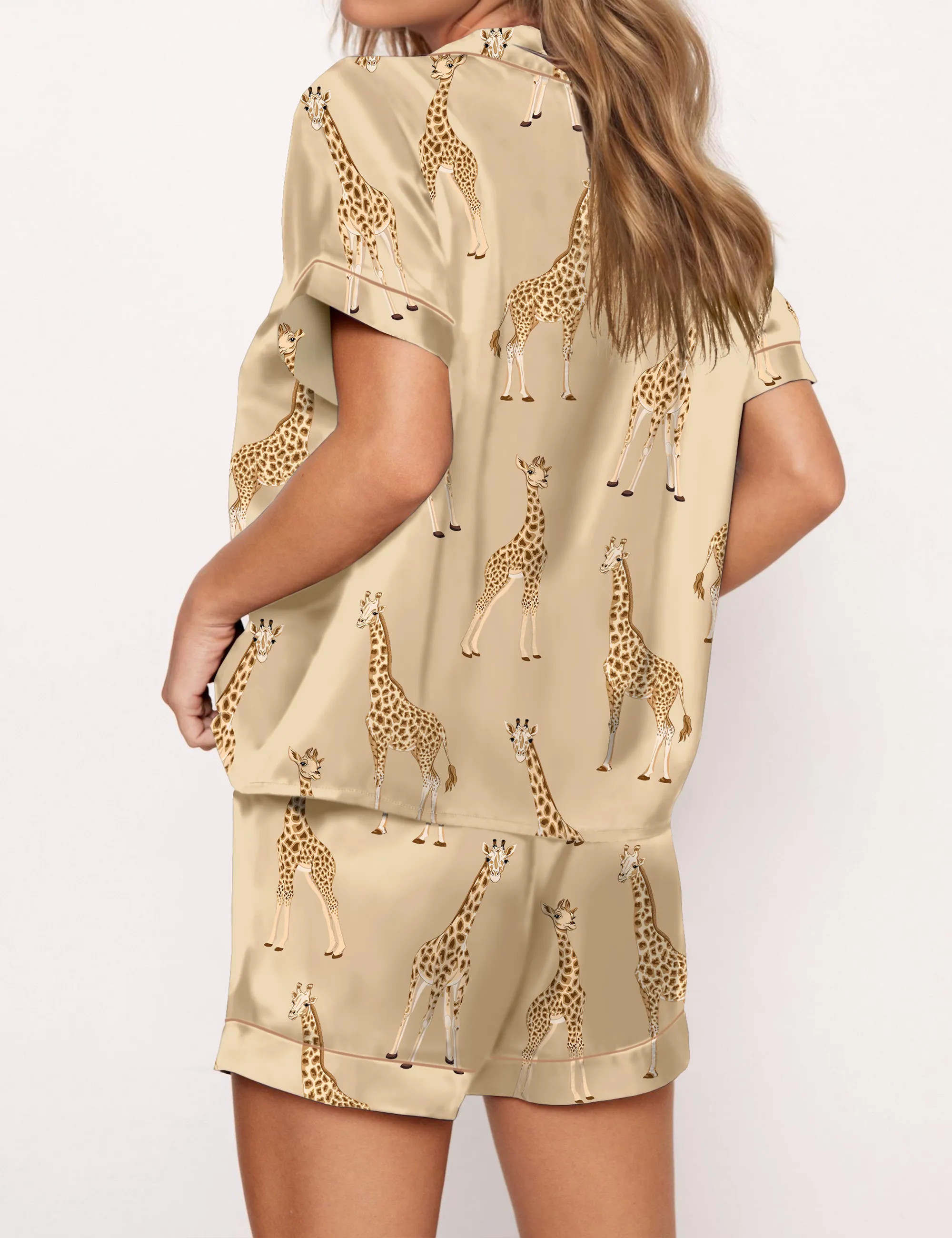 Giraffe Satin Pajama Set For Women