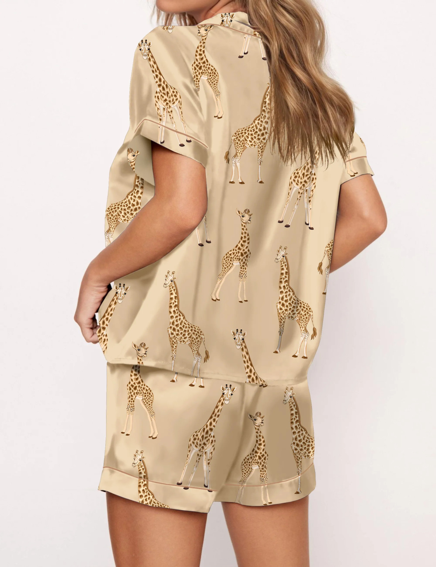 Giraffe Satin Pajama Set For Women