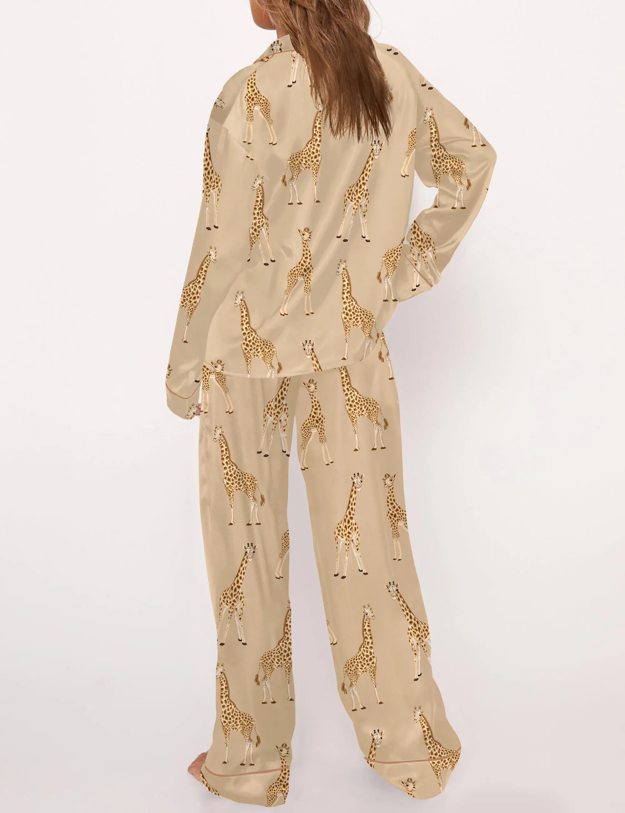 Giraffe Satin Pajama Set For Women