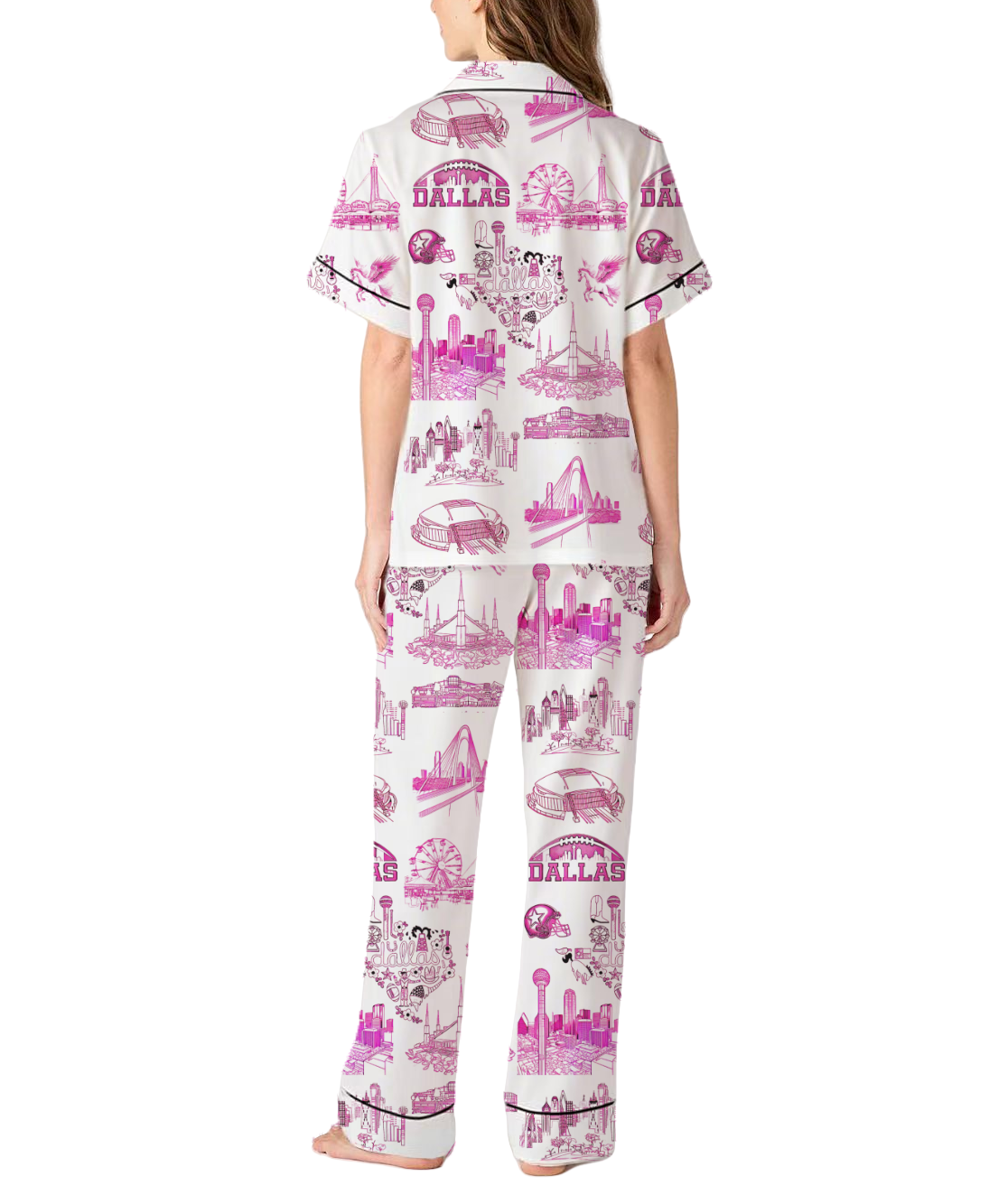 Dallas Toile Silky Satin Pajama Pants Set For Women