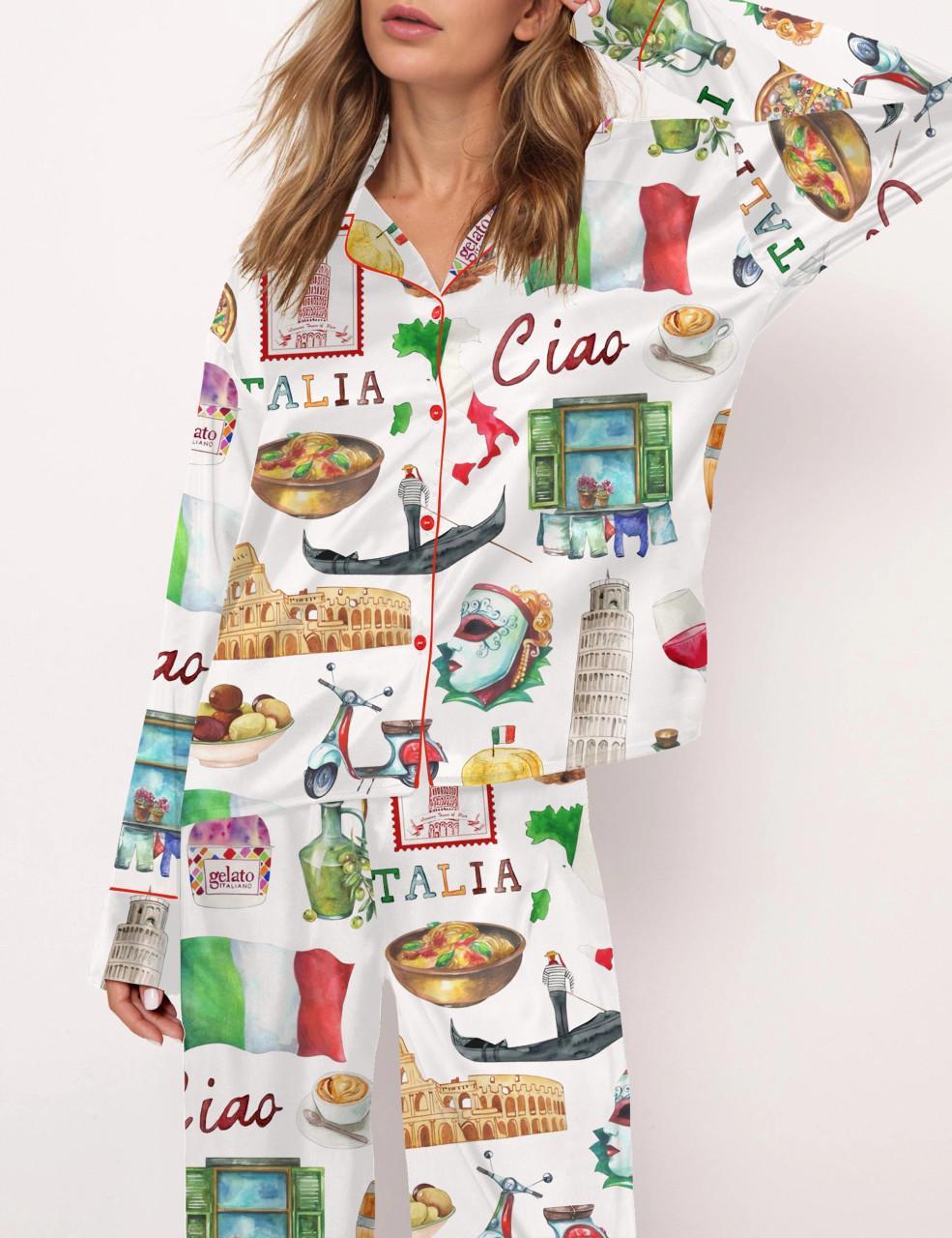 Rome Italy Travel Jubilee Satin Pajama Set For Women