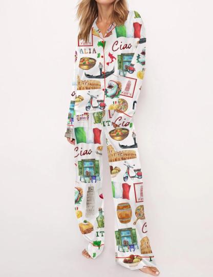 Rome Italy Travel Jubilee Satin Pajama Set For Women