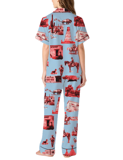 Marfa Toile Silky Satin Pajama Pants Set For Women
