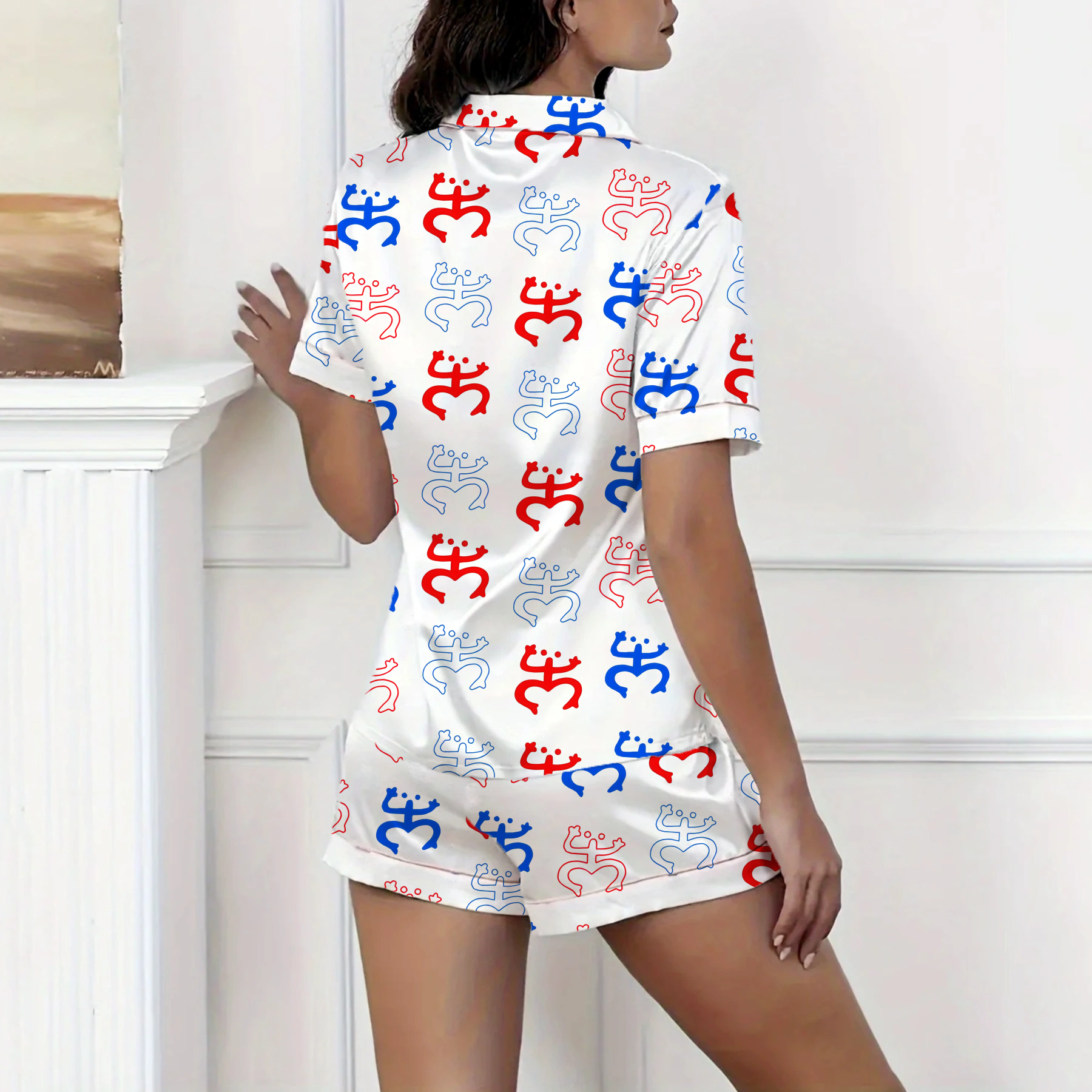 Puerto Rico Silky Satin Pajama Short Set For Women
