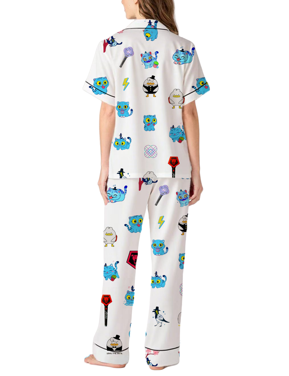 Kpop Hunter Silky Satin Pajama Pants Set For Women