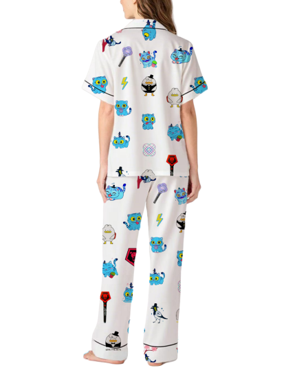 Kpop Hunter Silky Satin Pajama Pants Set For Women