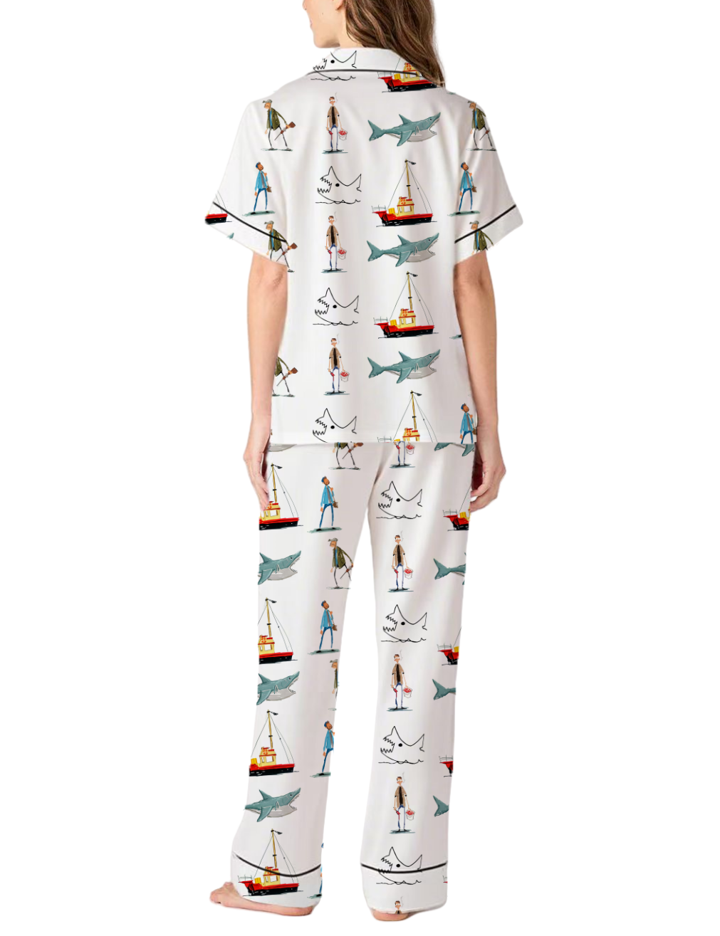 Shark Silky Satin Pajama Pants Set For Women