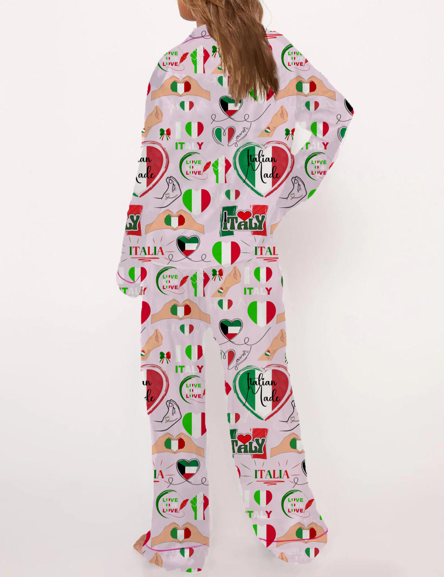 Italy Travel Silky Satin Pajama Short Set For Women