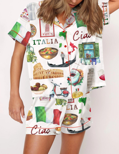 Rome Italy Travel Jubilee Satin Pajama Set For Women