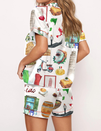 Rome Italy Travel Jubilee Satin Pajama Set For Women