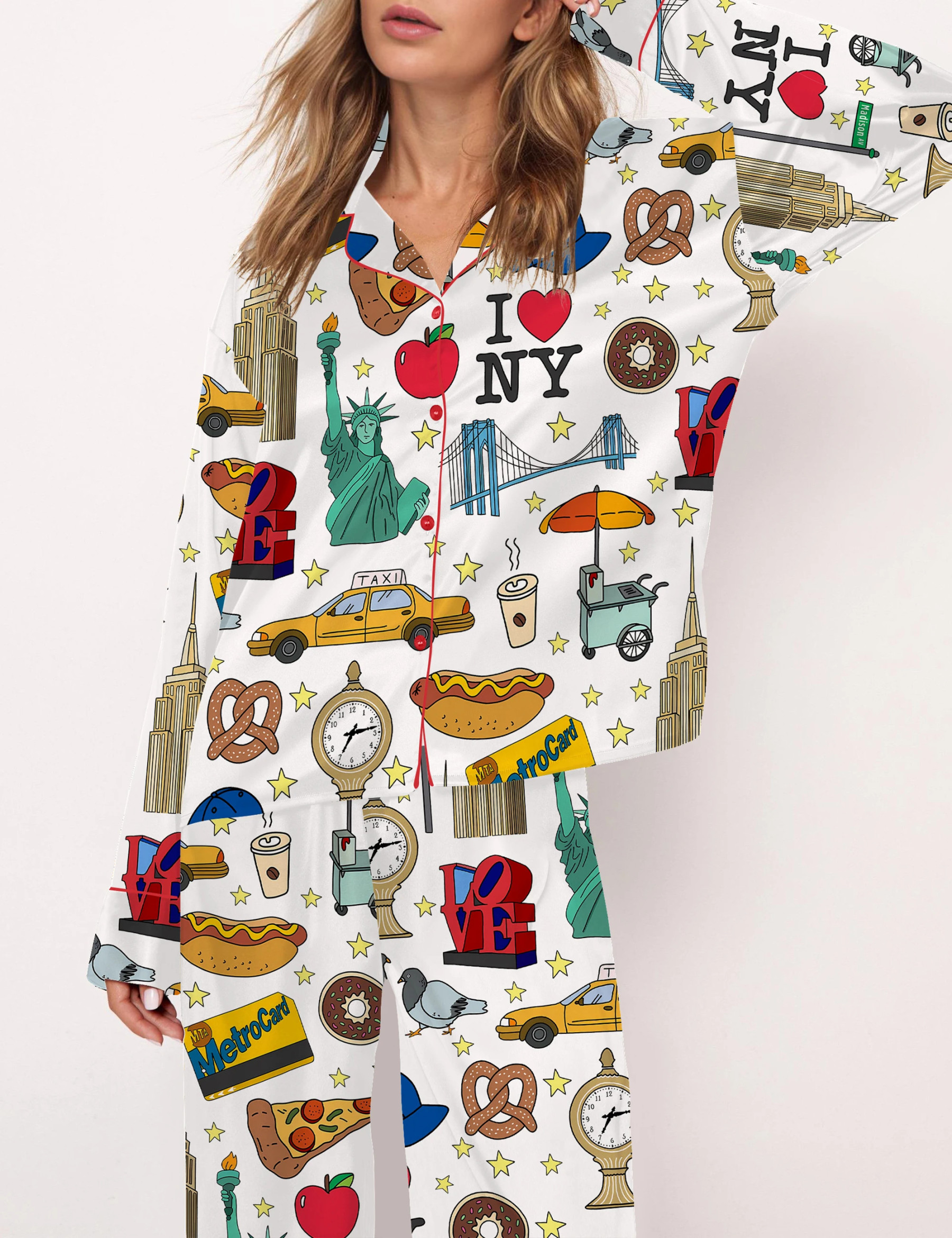 New York City Silky Satin Pajama Set For Women