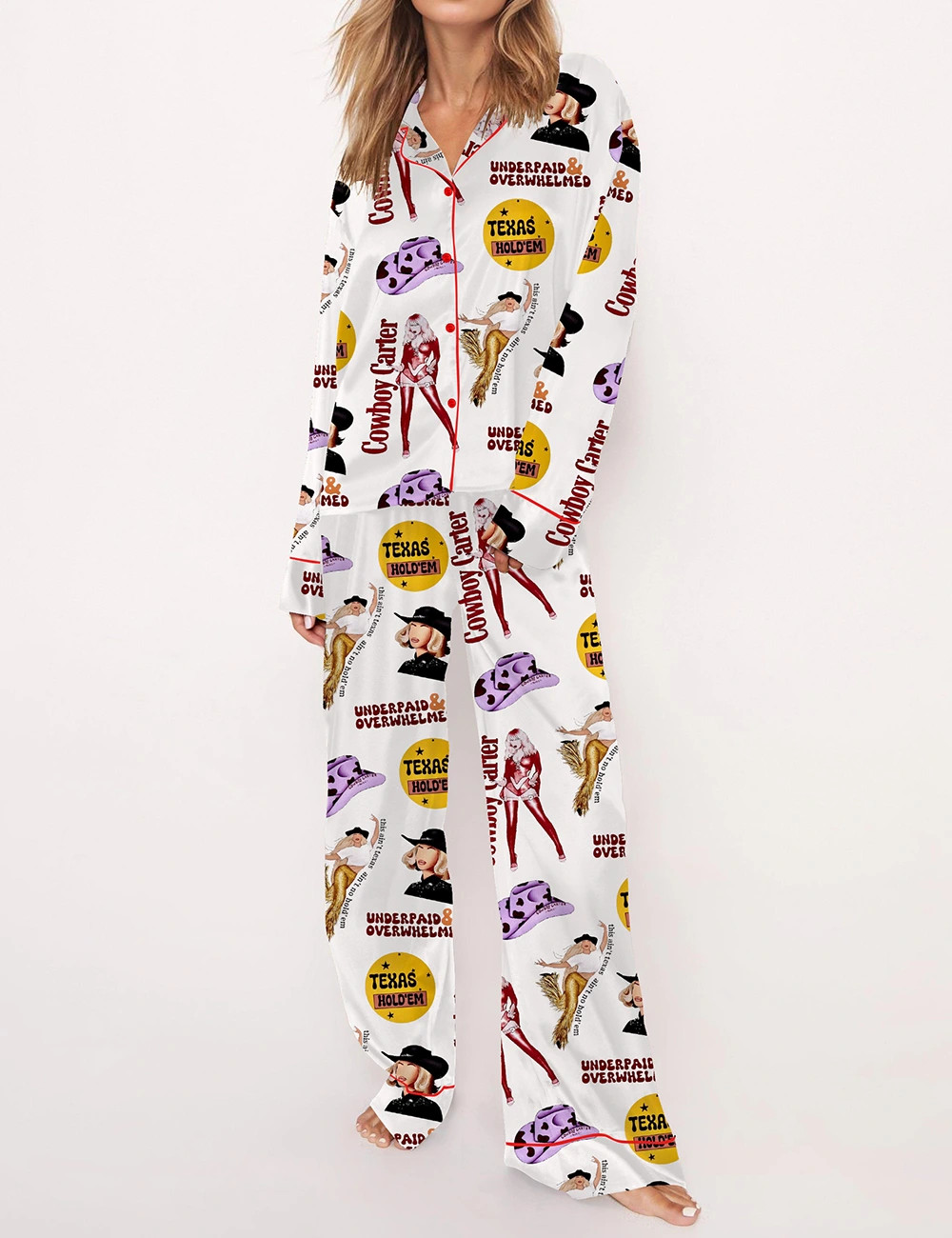 Cowboy Carter BeyHive Silky Satin Pajama Set For Women