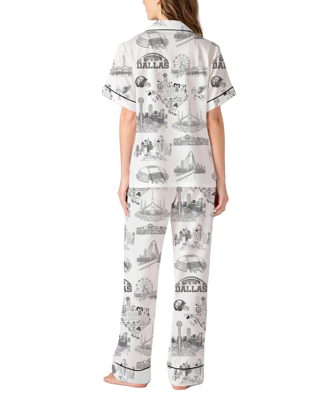 Dallas Toile Silky Satin Pajama Pants Set For Women