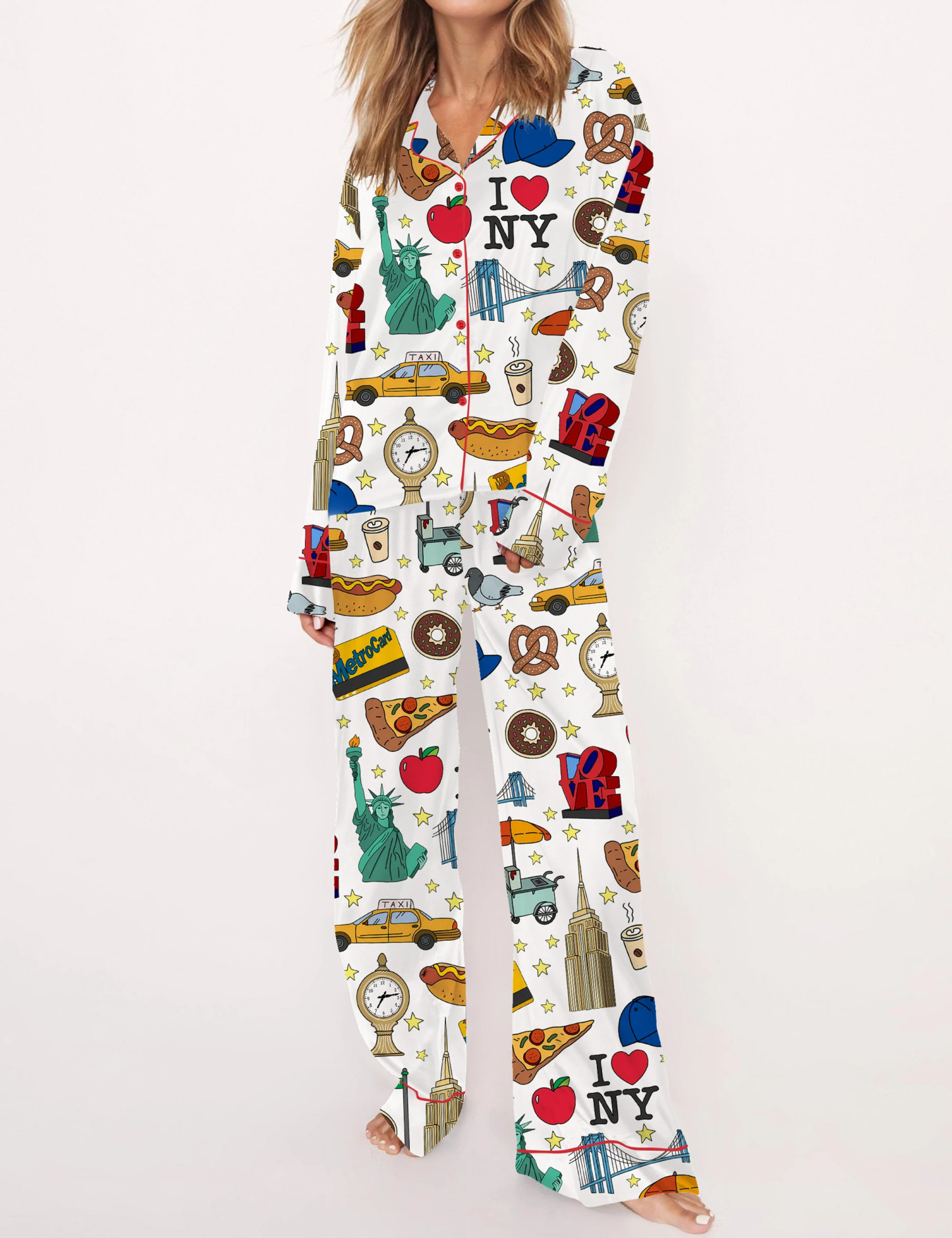 New York City Silky Satin Pajama Set For Women