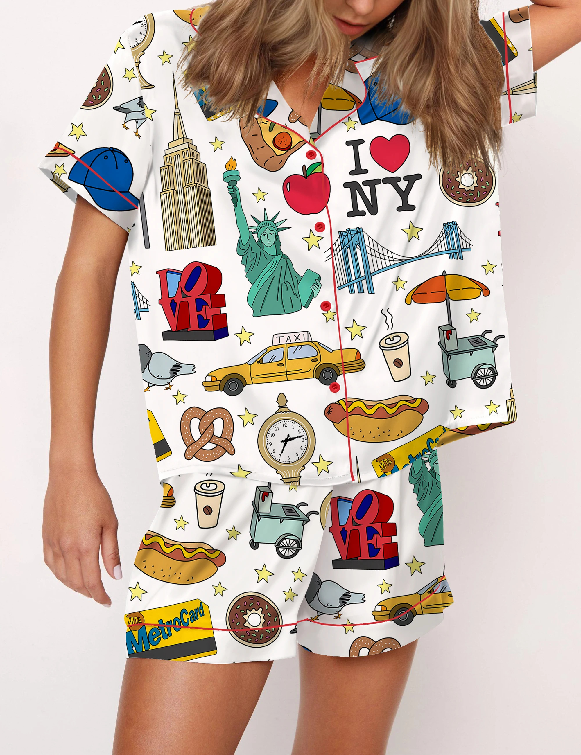 New York City Silky Satin Pajama Set For Women