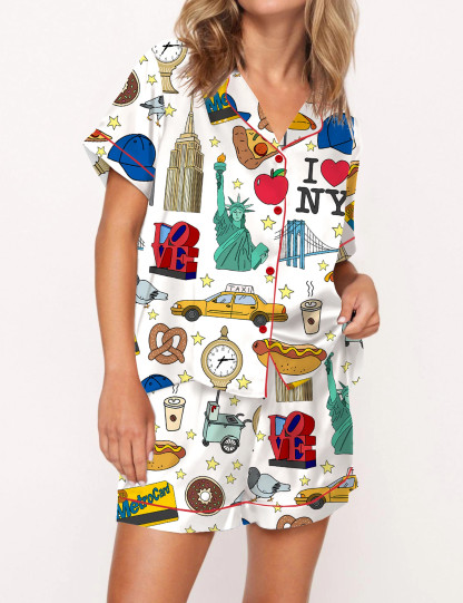 New York City Silky Satin Pajama Set For Women