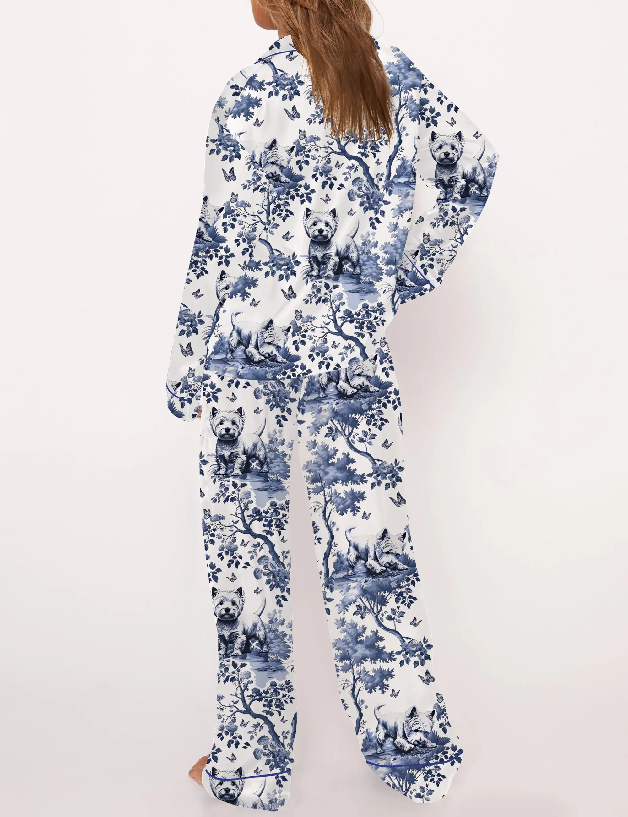 West Highland White Terrier Silky Satin Pajama Set For Women