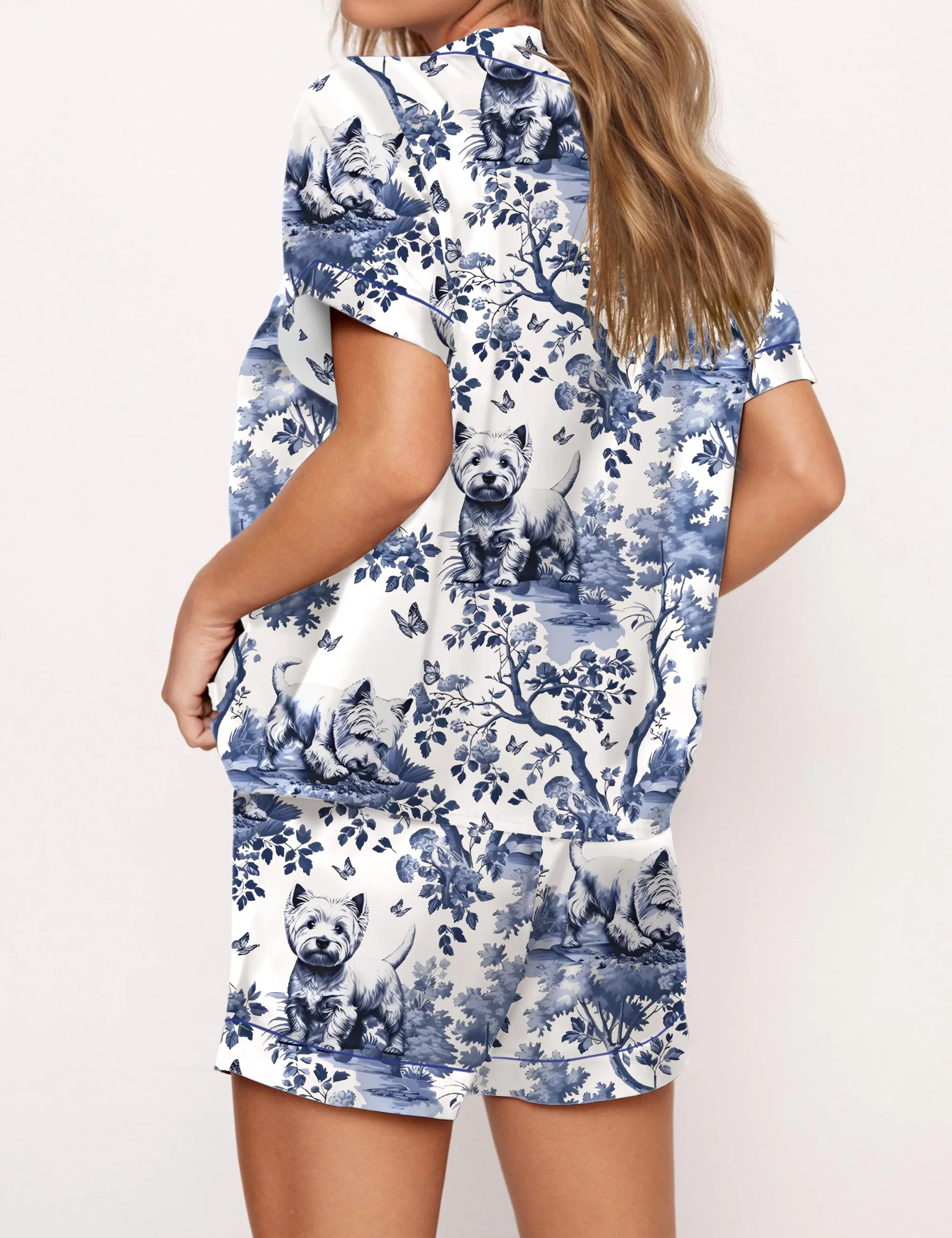 West Highland White Terrier Silky Satin Pajama Set For Women