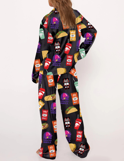 Fast Food Print Pajama Set For Women