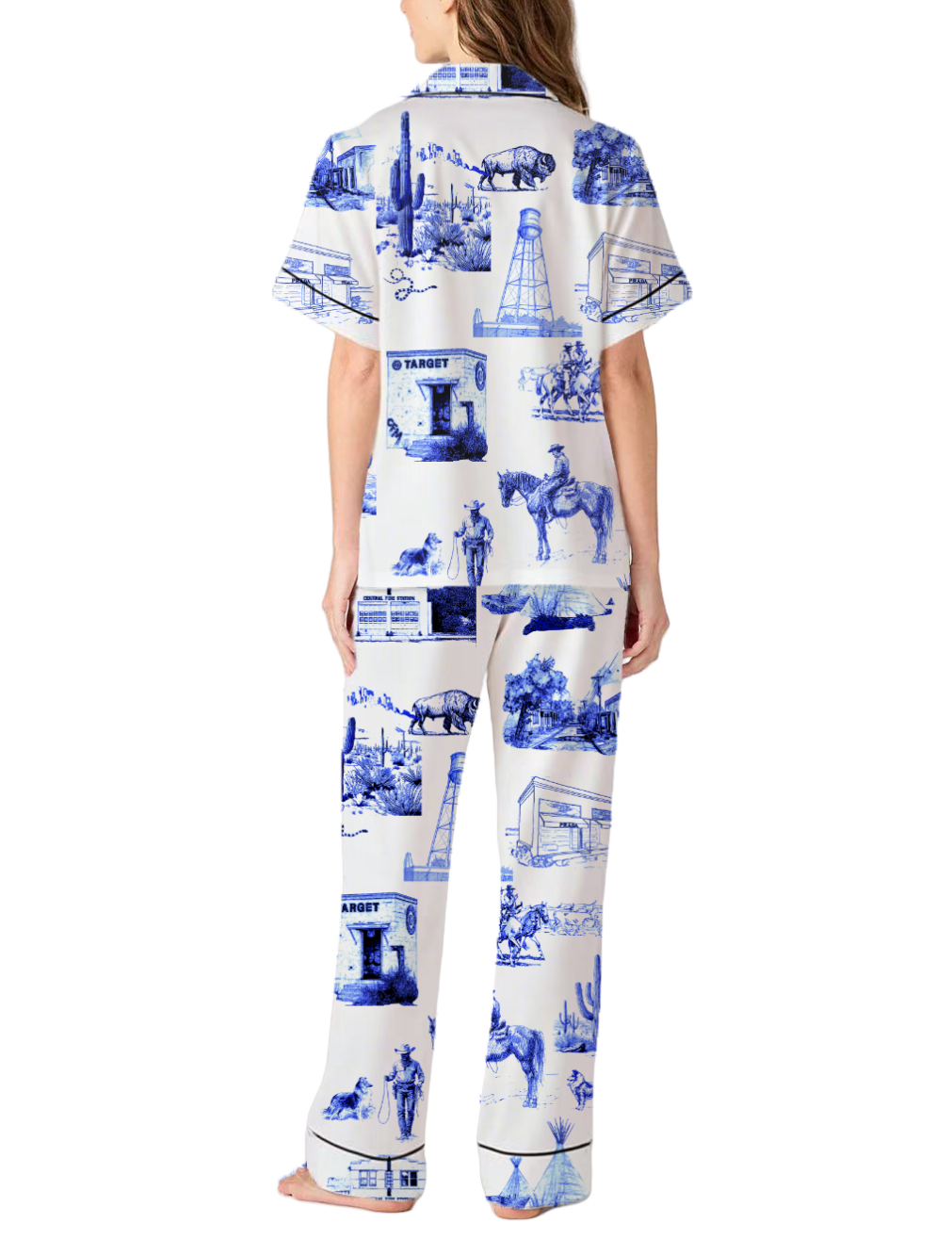 Marfa Toile Silky Satin Pajama Pants Set For Women