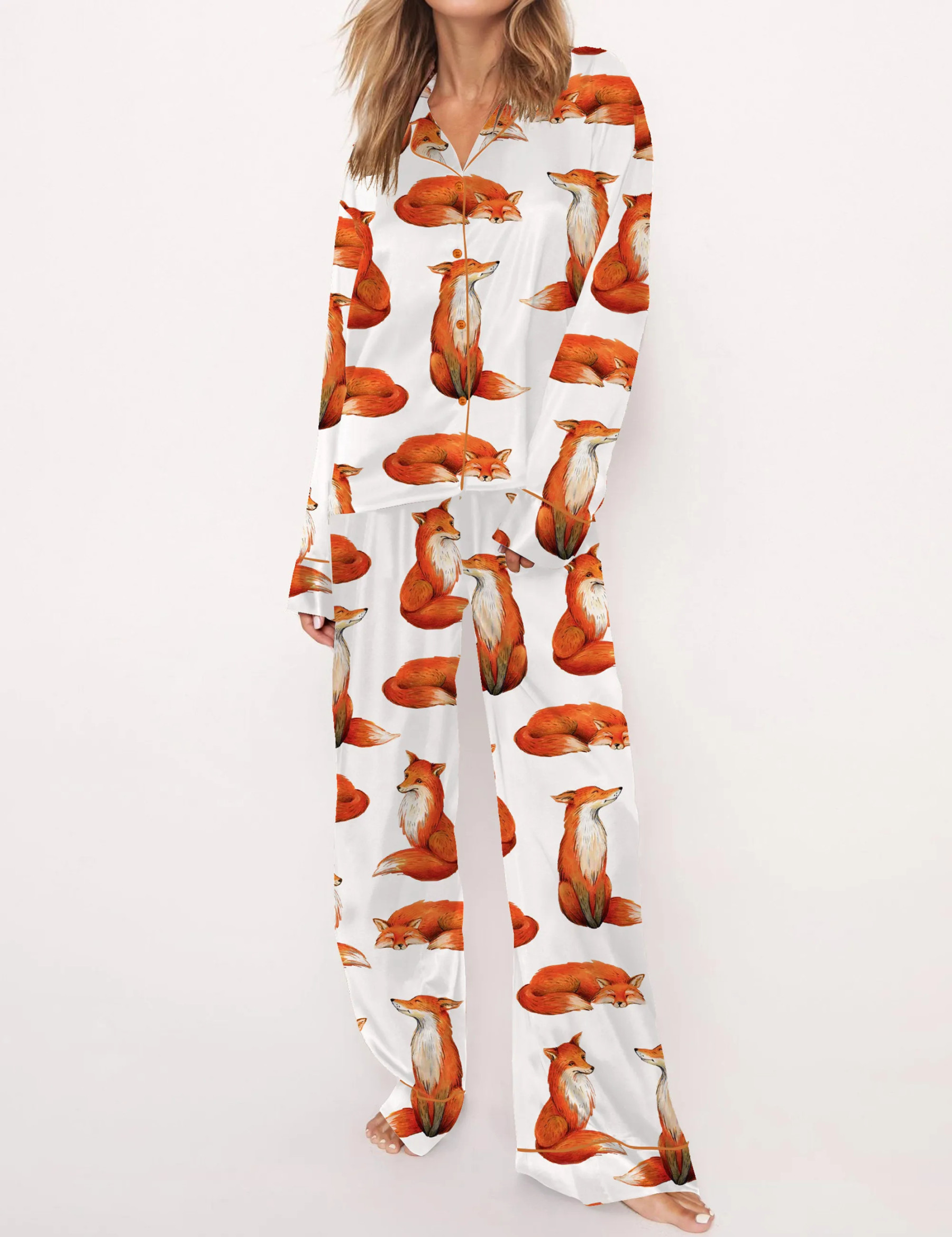 Fox Satin Pajama Set For Women