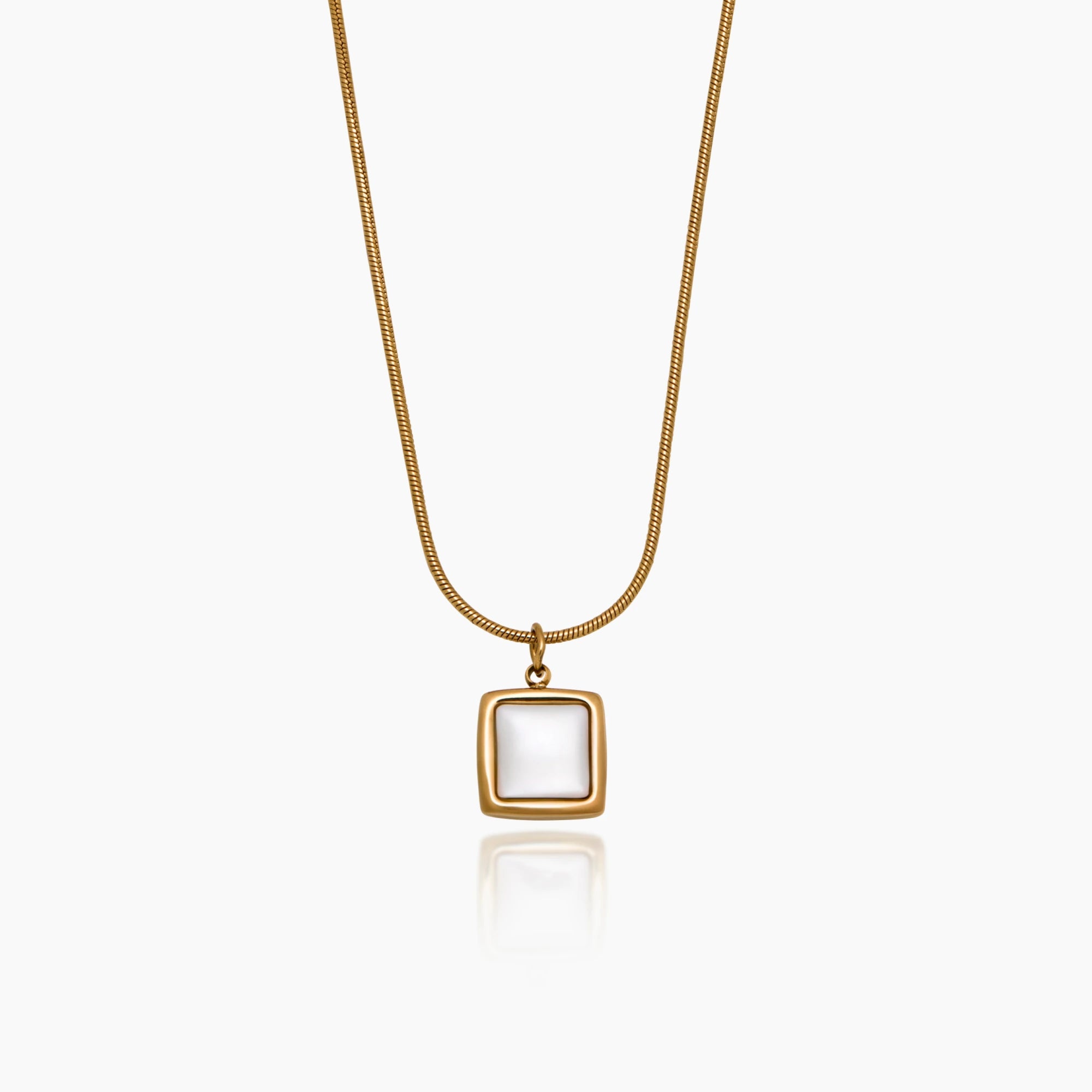 Mother Of Pearl Square Pendant Necklace