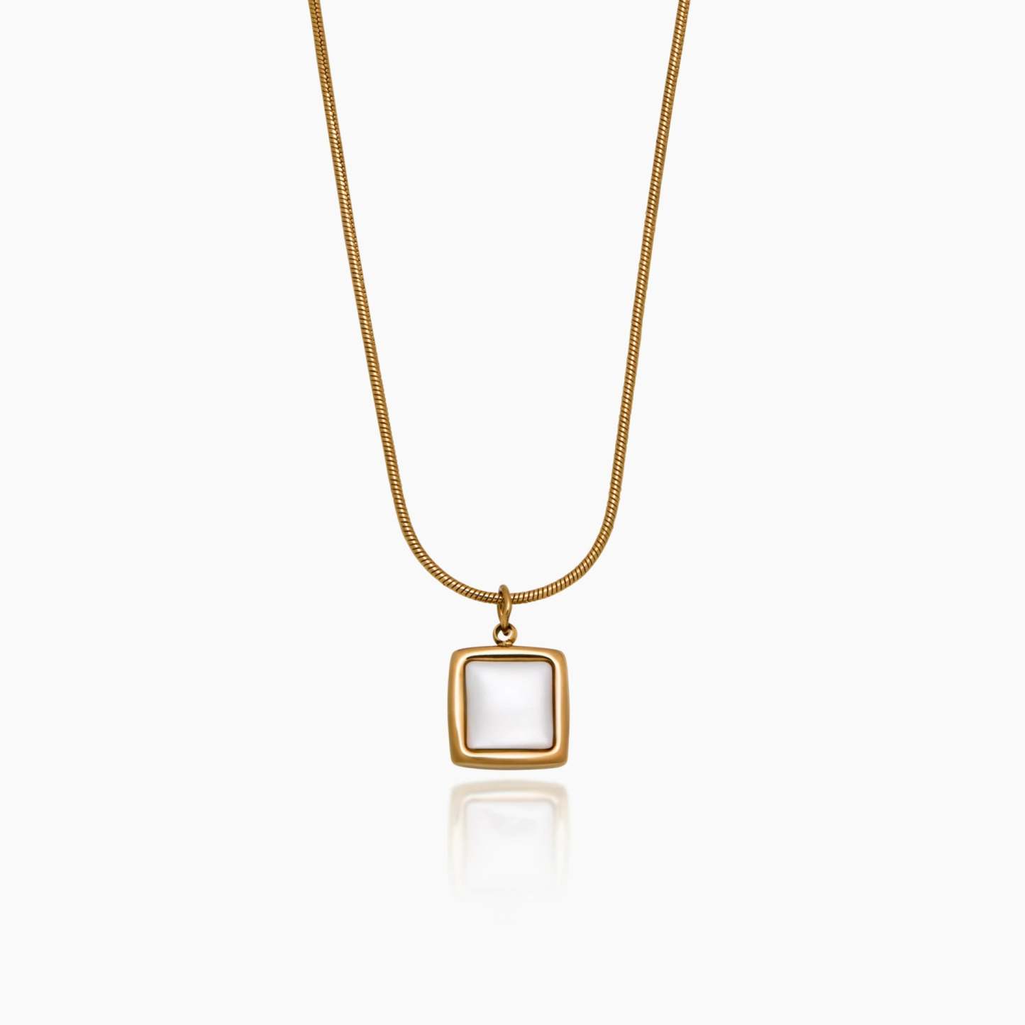Mother Of Pearl Square Pendant Necklace