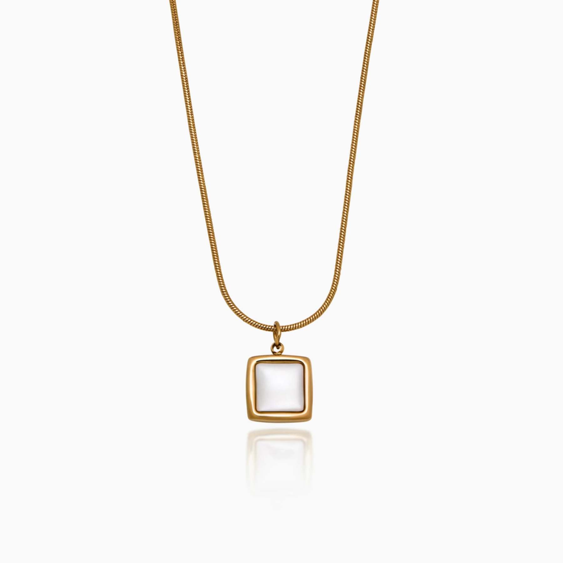 Mother Of Pearl Square Pendant Necklace