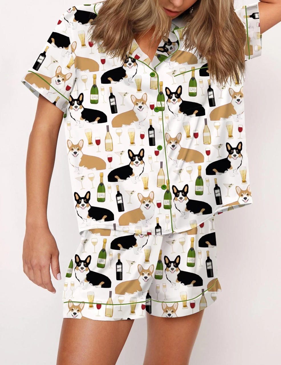 Corgis And Wine Pajama Set