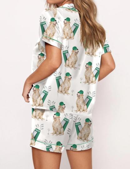 Golden Retriever Golf Satin Pajama Set For Women