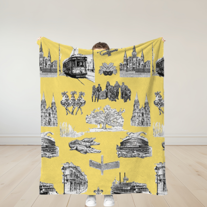 Personalized New Orleans Toile Traditional Soft Throw Blanket Birthday Gift