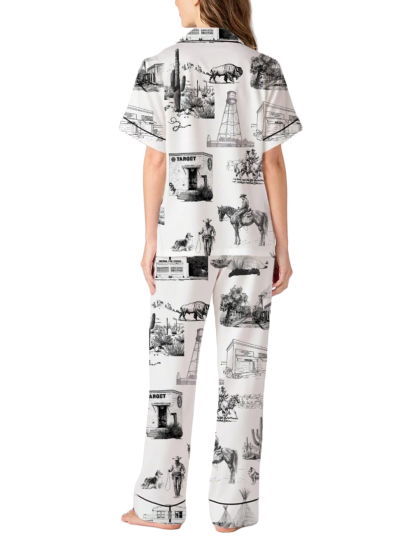 Marfa Toile Silky Satin Pajama Pants Set For Women