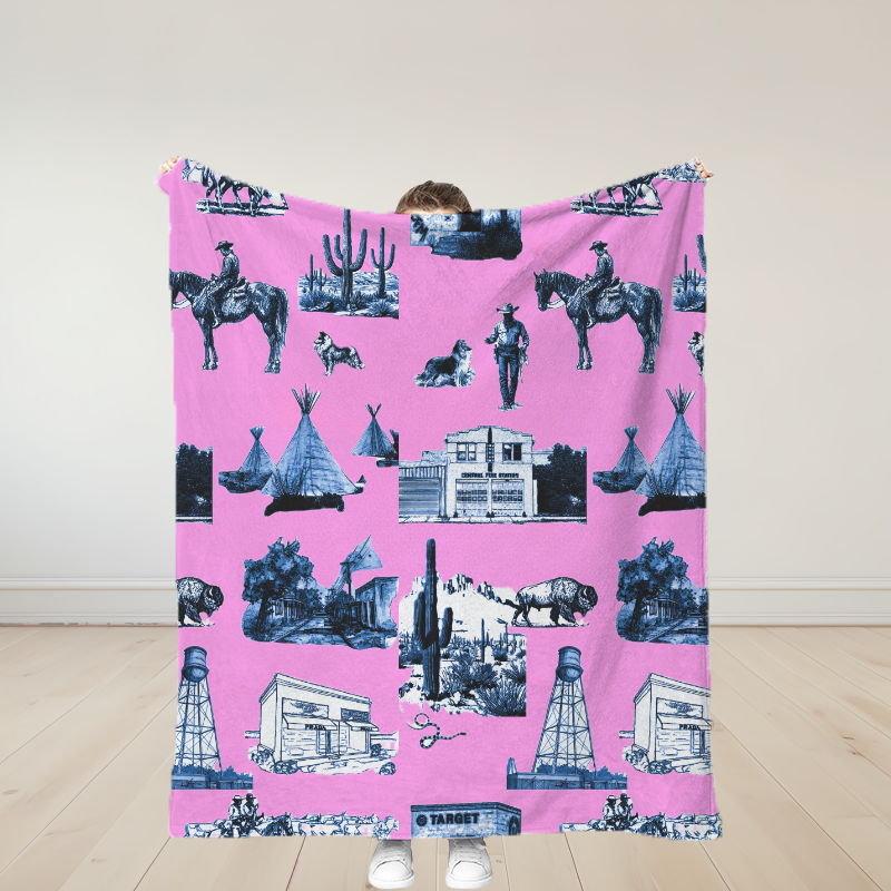 Personalized Marfa Toile Traditional Soft Throw Blanket Birthday Gift