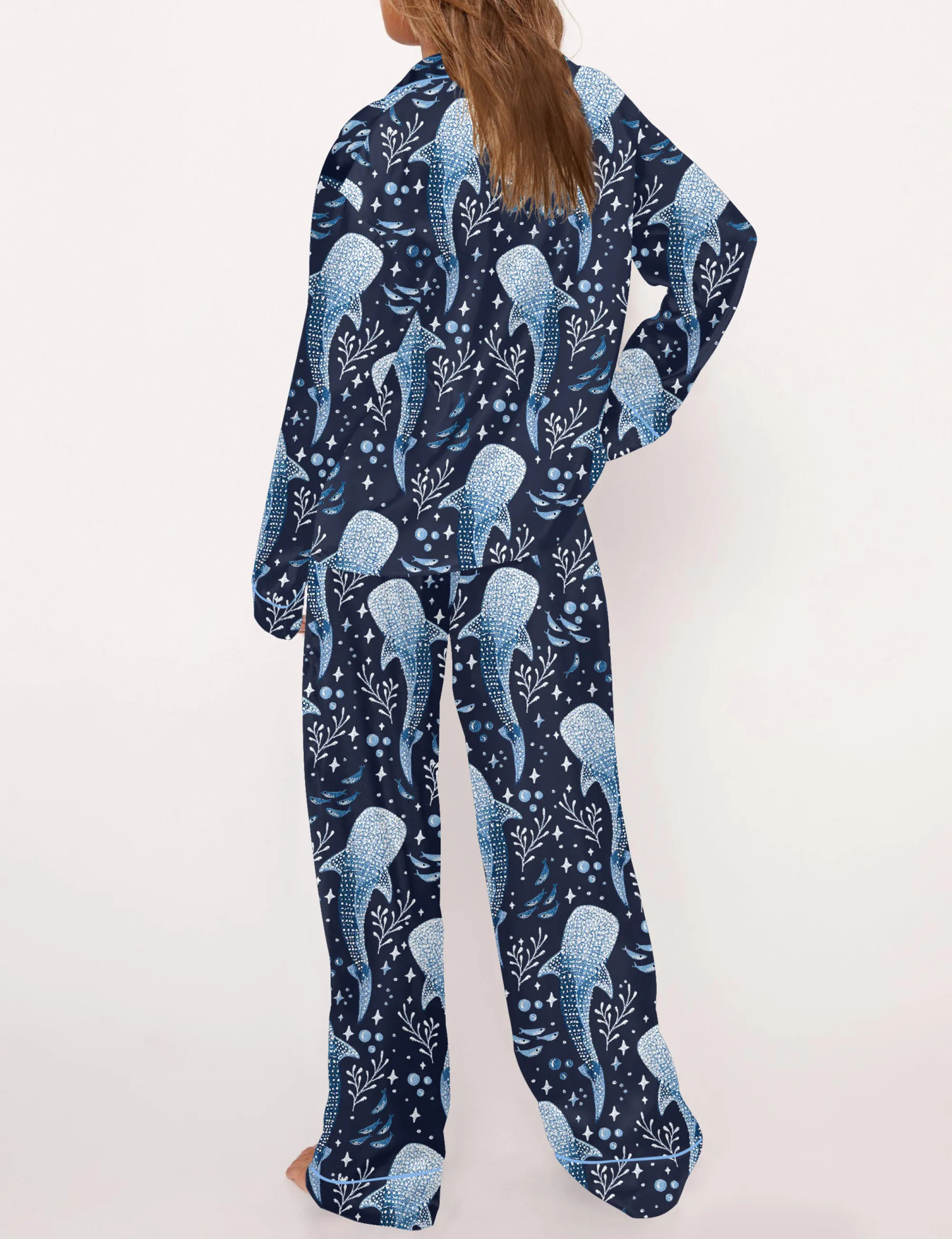 Whale Shark Satin Pajama Set For Women