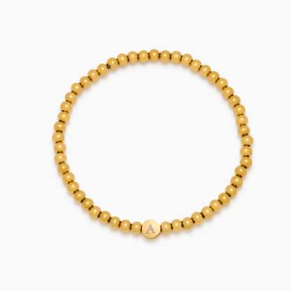 Engraved Initial Beaded Bracelet