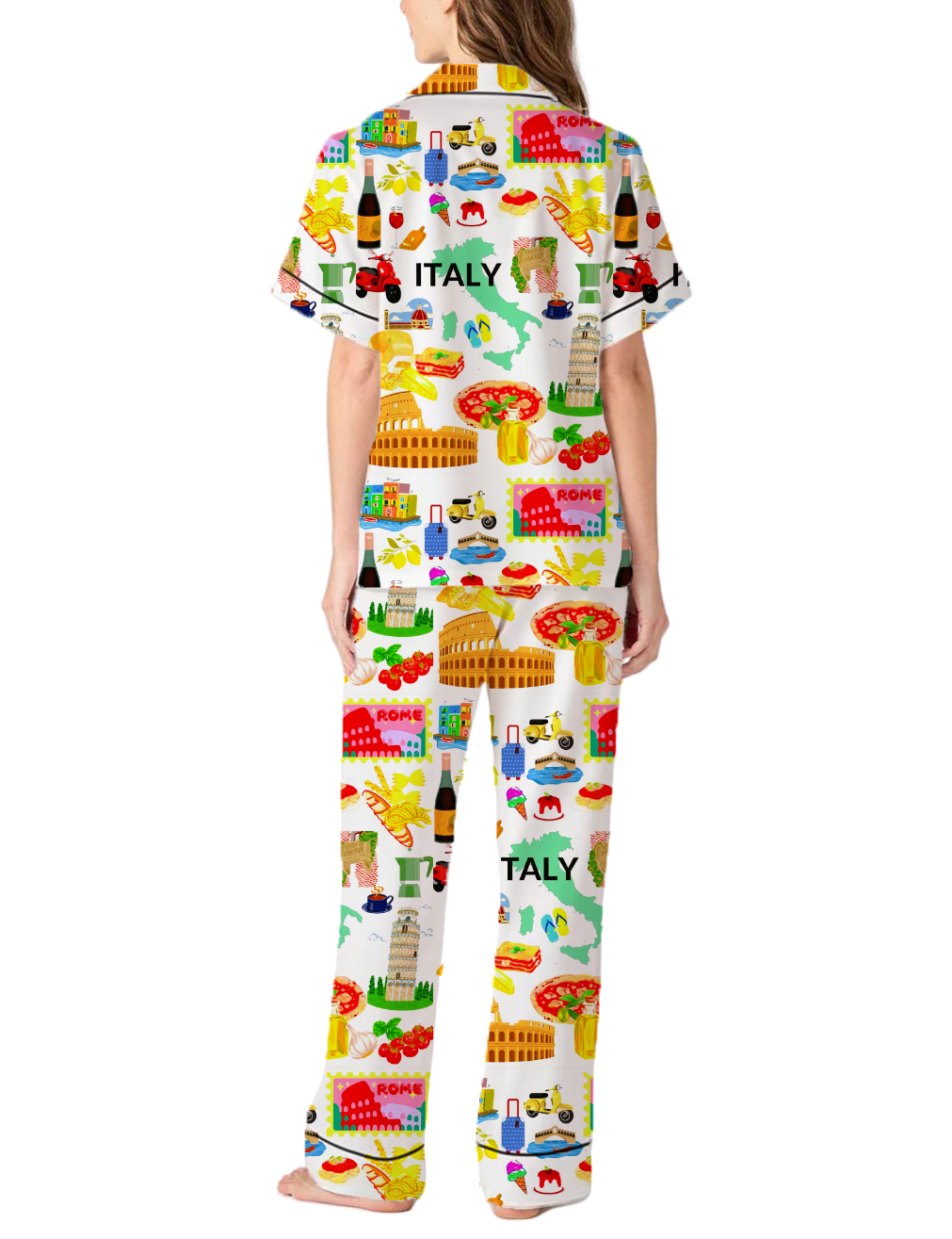 Italy Silky Satin Pajama Pants Set For Women