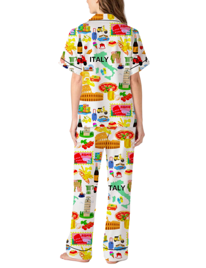 Italy Silky Satin Pajama Pants Set For Women