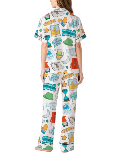 The Curious Case of Benjamin Button Musical Silky Satin Pajama Short Set For Women