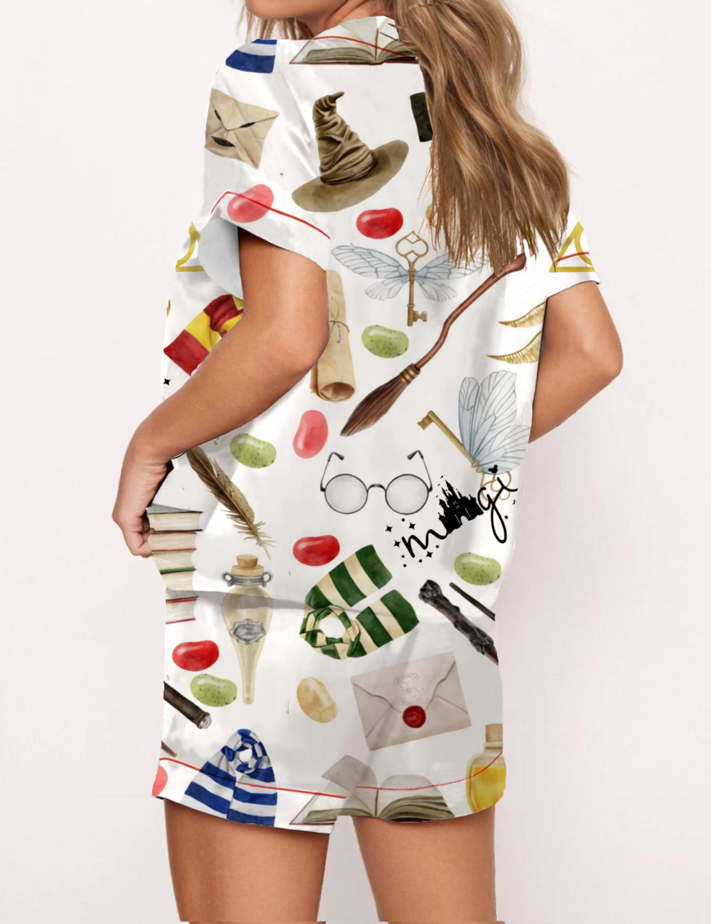 Magical World Of Harry Potter Silky Satin Pajama Short Set For Women