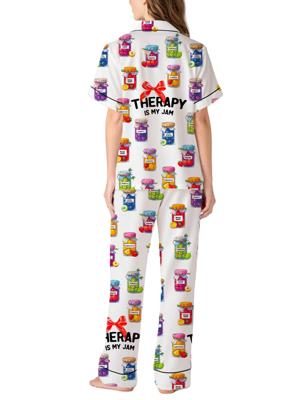 Therapy Is My Jam Silky Satin Pajama Pants Set For Women