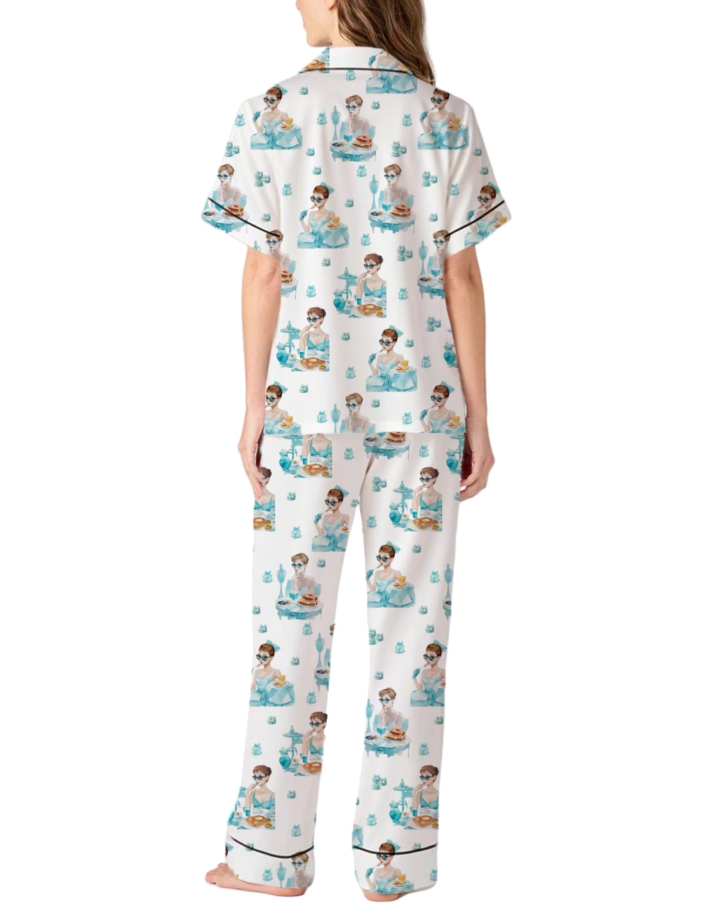 Breakfast At Tiffany's Silky Satin Pajama Pants Set For Women