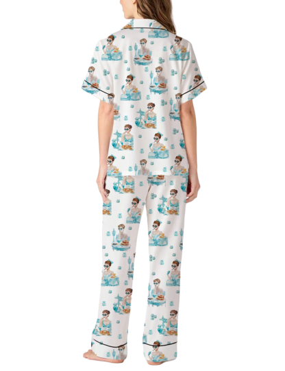 Breakfast At Tiffany's Silky Satin Pajama Pants Set For Women