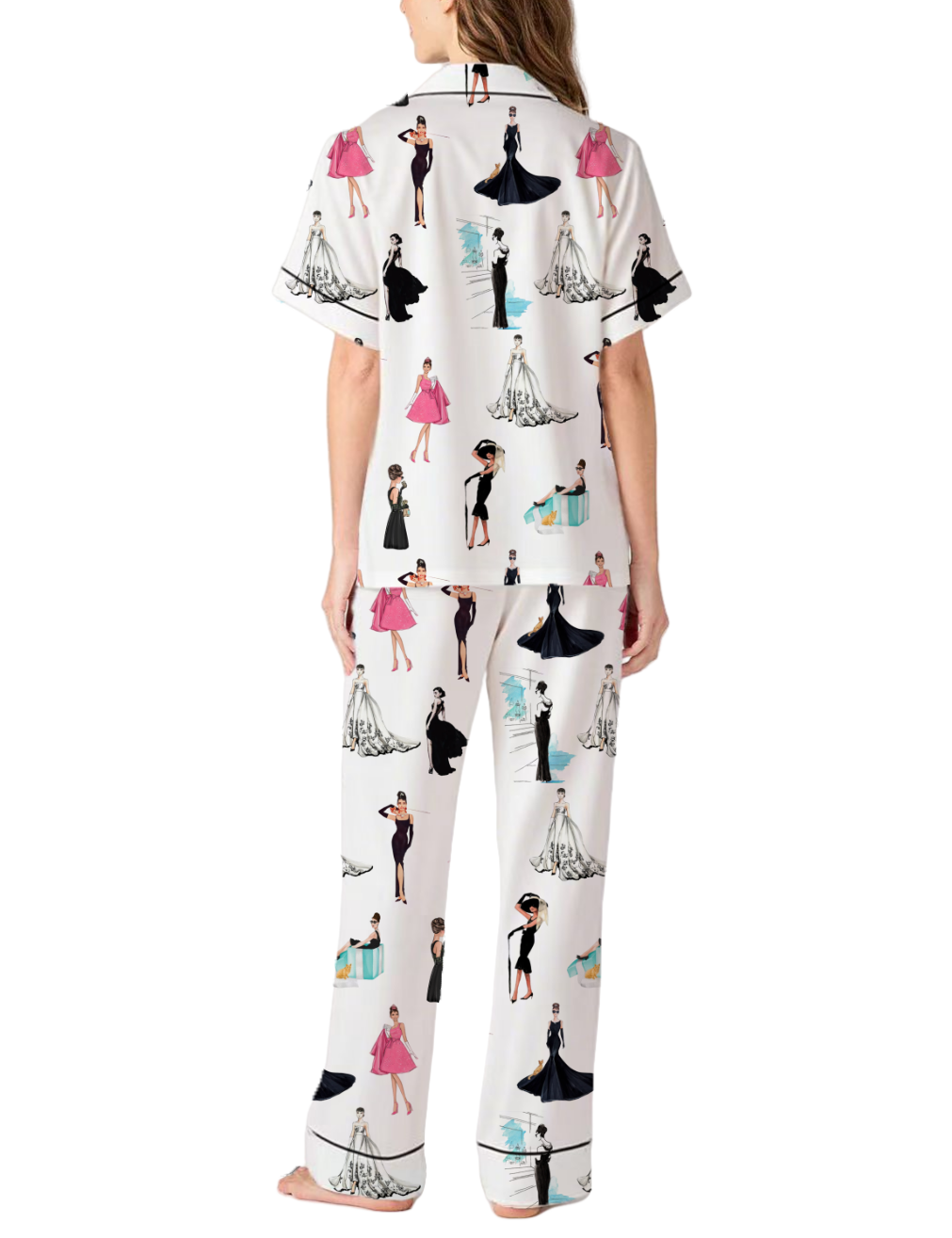 Audrey Hepburn Silky Satin Pajama Pants Set For Women
